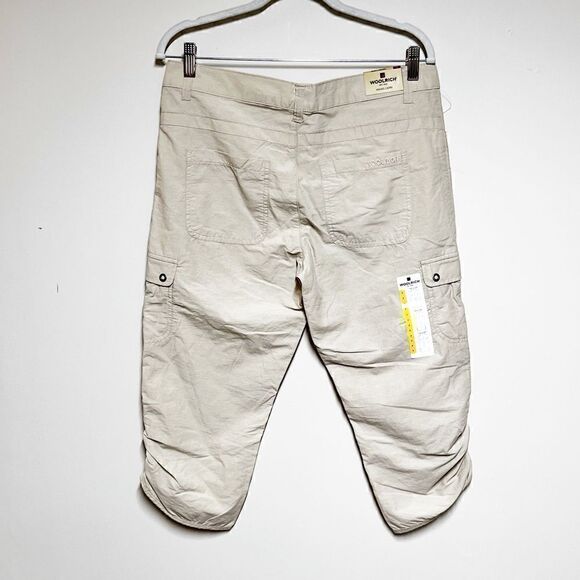 NWT Woolrich Hiking Cargo Ruched Capri Beige Women’s SZ 8 - Picture 3 of 8